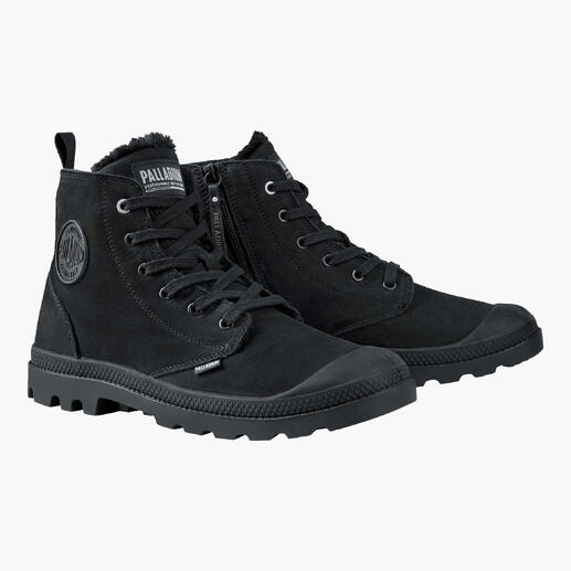 Zwarte Palladium winterboot met veters en een zijrits, maat 41