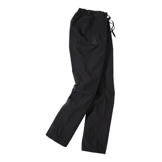 Dames hardshell broek in zwart met trekkoord.