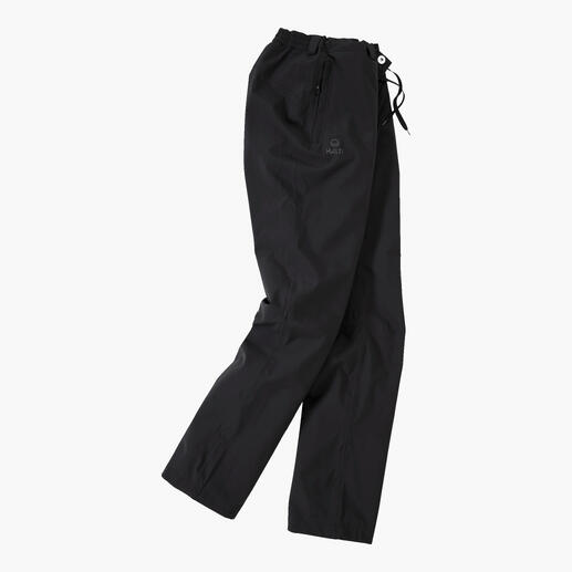 Dames hardshell broek in zwart met trekkoord.