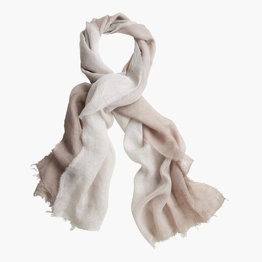 Beige linnen sjaal met kleurverloop in overzicht