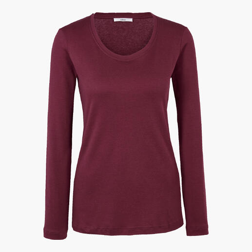 Bordeauxkleurig Jh.1954 kasjmier longsleeve met ronde hals