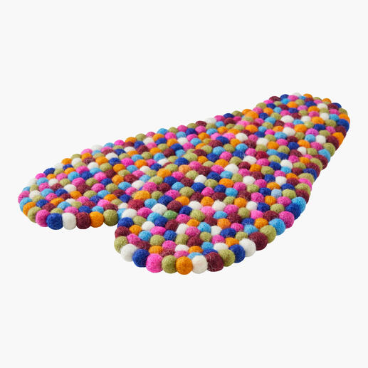 Kleurrijke massage-inlegzool, twee grote secties van vilten ballen.