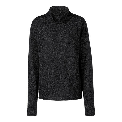 Zwarte glamour trui voor dames, vooraanzicht.