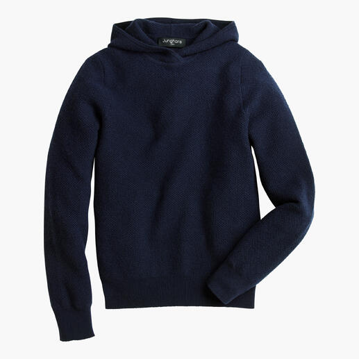 Navy Pique-hoodie met capuchon en lange mouwen