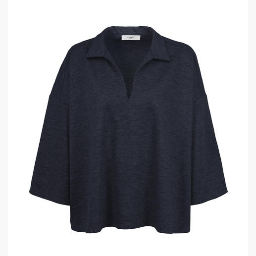 Punto Milano-tunika van LaSalle in donkerblauw met halve kraag.