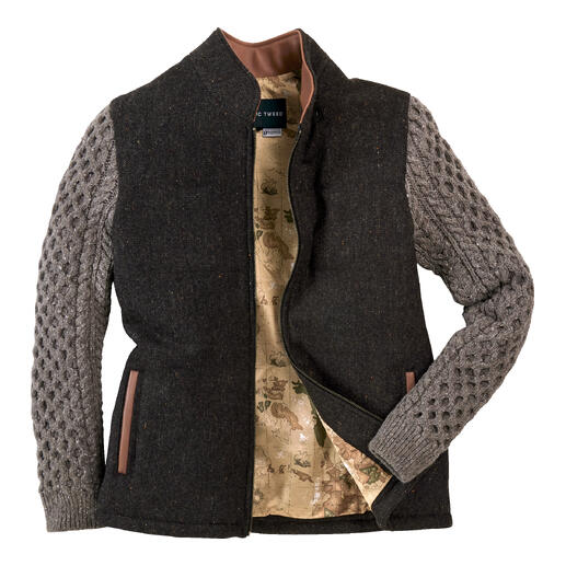 Bruin-grijze Celtic tweedjack met een patroon voering.