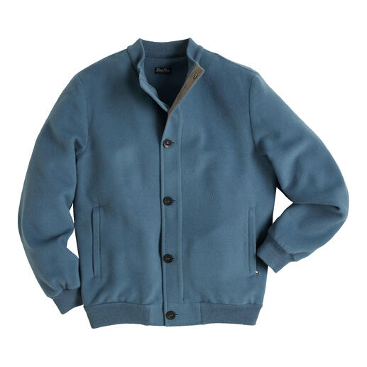 Blauwe geborstelde alpakablouson, maat 48, in casual ontwerp