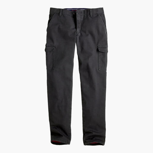 Antracietkleurige Thermolite cargobroek op een witte achtergrond