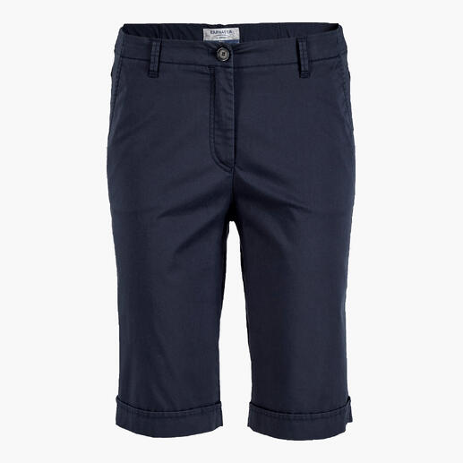Navy bermuda shorts voor dames met omgeslagen zoom