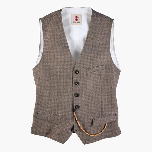Lichtbruine gilet met knopen op een witte achtergrond.