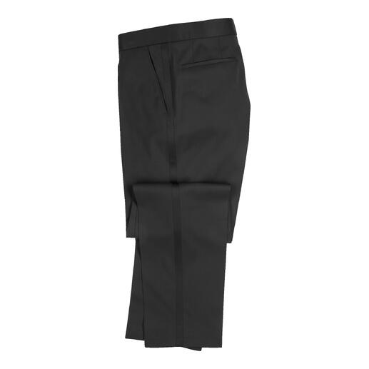 Zwarte smoking broek van fijne stof met klassieke snit.