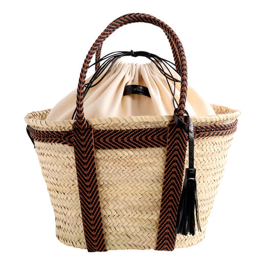 Mand tas met een beige binnenkant en zwarte accenten