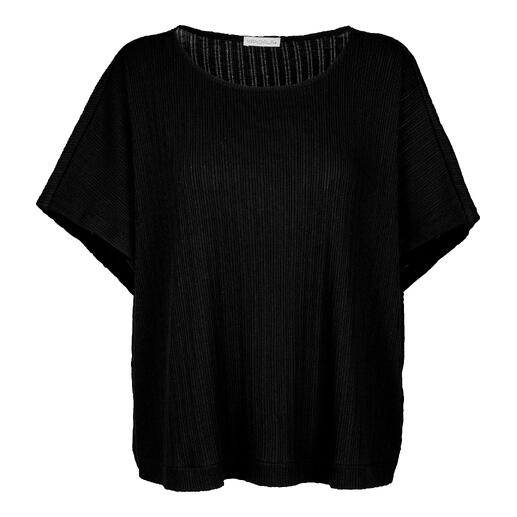 Zwart, los yoga t-shirt met korte mouwen.