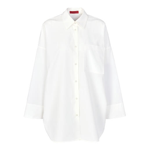 Oversize zomerblouse in wit met rechte snit.