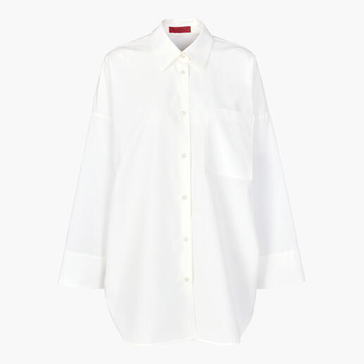Oversize zomerblouse in wit met rechte snit.