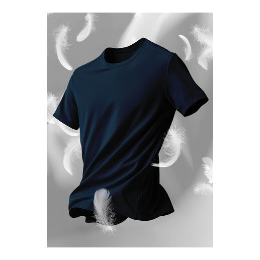 Donkerblauw T-shirt, maat 46, sportieve snit.