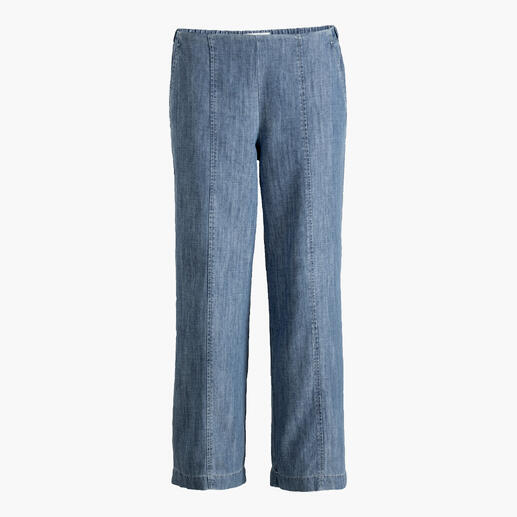 Lichte lyocell-linnen broek in maat 36, van voren gezien.