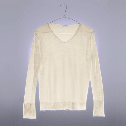 Cobweb-trui Uniek cobweb-tricot. Luchtig en toch fully-fashioned gebreid.