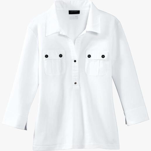 Saint James blouse-shirt Van zachte interlock-jersey met geconfectioneerde boord. Van Saint James, Frankrijk.
