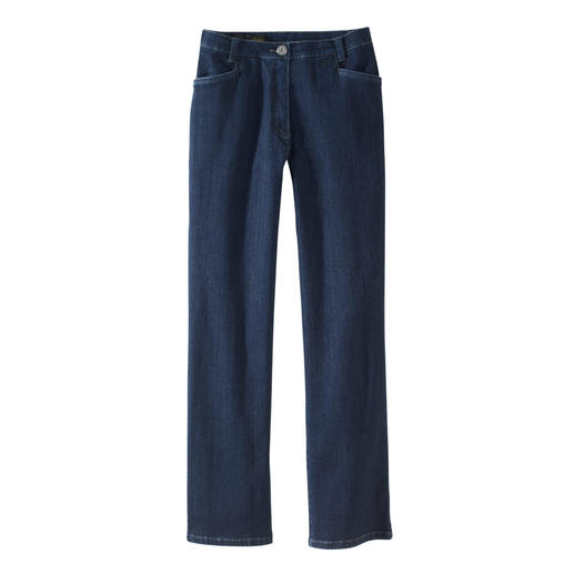 Magic-Jeans De magic-jeans vormt uw figuur als een modellerende broek – maar zit desondanks heel comfortabel.