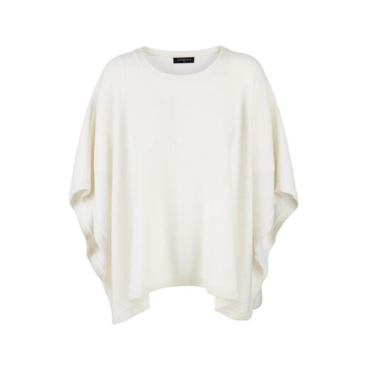 Beige kasjmier glamour poncho met wijde mouwen