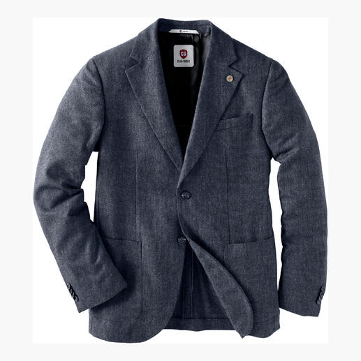 CG kasjmier-denim jasje in grijs, gestructureerd ontwerp.