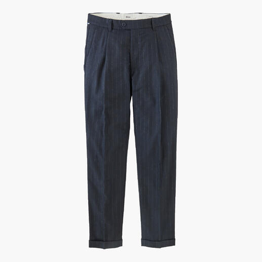 Marineblau gestreepte broek met rechte snit