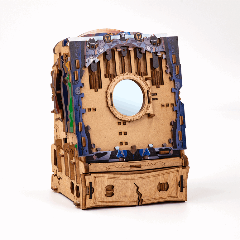 Prachtige houten box met spiegel en lade in gedetailleerd ontwerp.