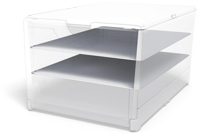 Transparante box met twee witte invullagen