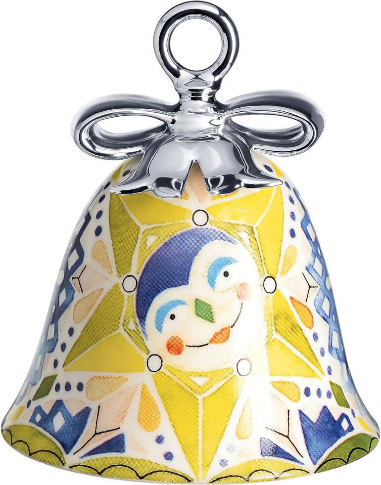 Alessi kerstklok met stermotief in felle kleuren.
