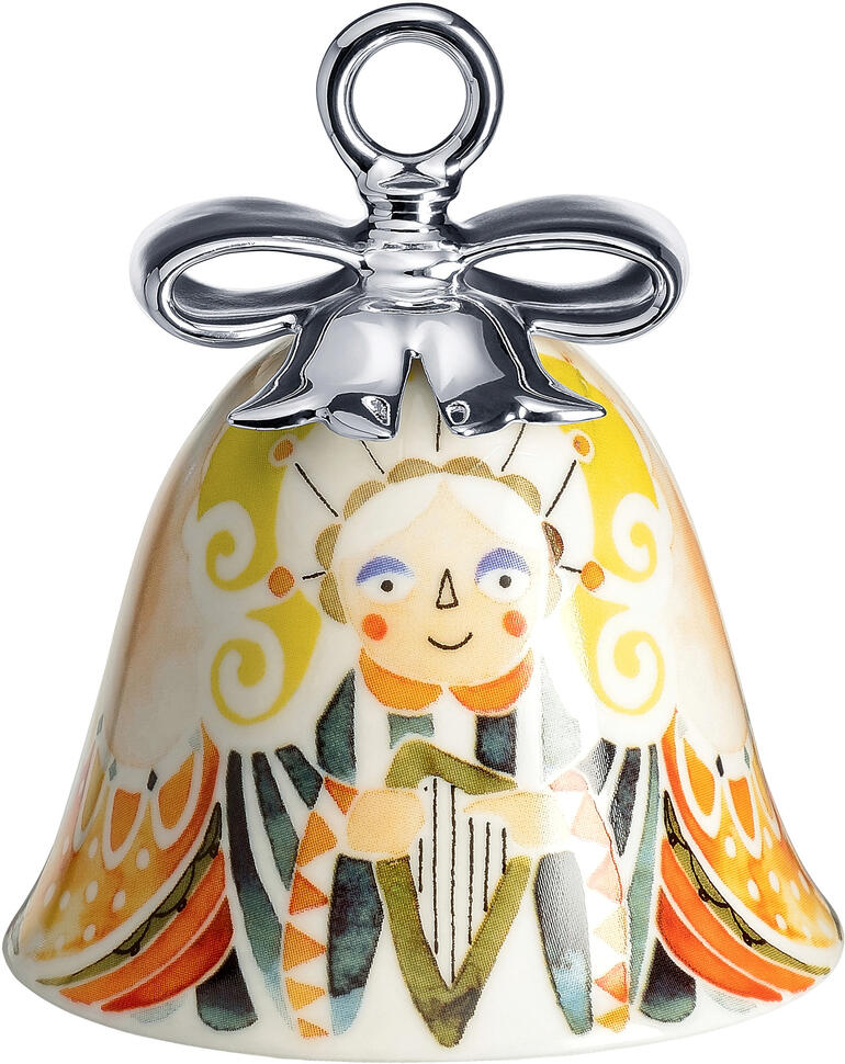 ‘Engel’ Alessi kerstklok met engelmotief, kleurrijk versierd.