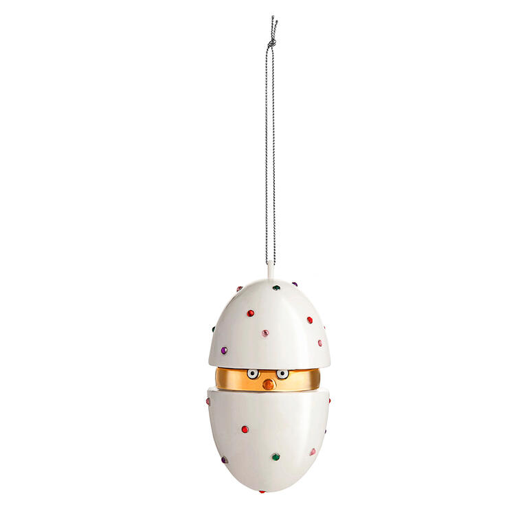 Alessi decoratieve ballen 'Fleurs de Jori' in de vorm van een eivormige hanger.