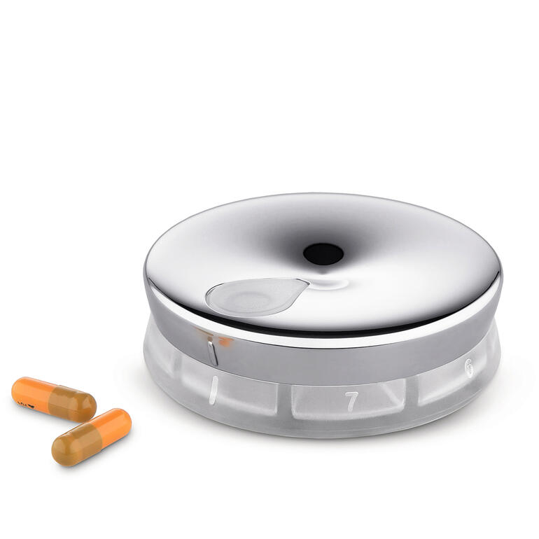 Alessi designer pillendoos met pillen, in te nemen