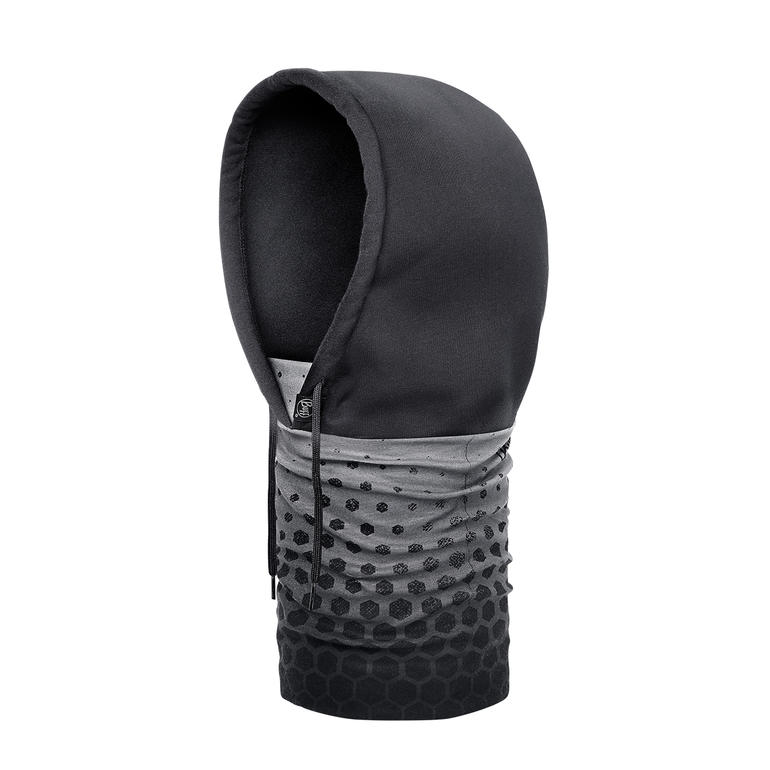 Buff® Polartec®-hoody in zwart met capuchon en gestructureerd oppervlak.