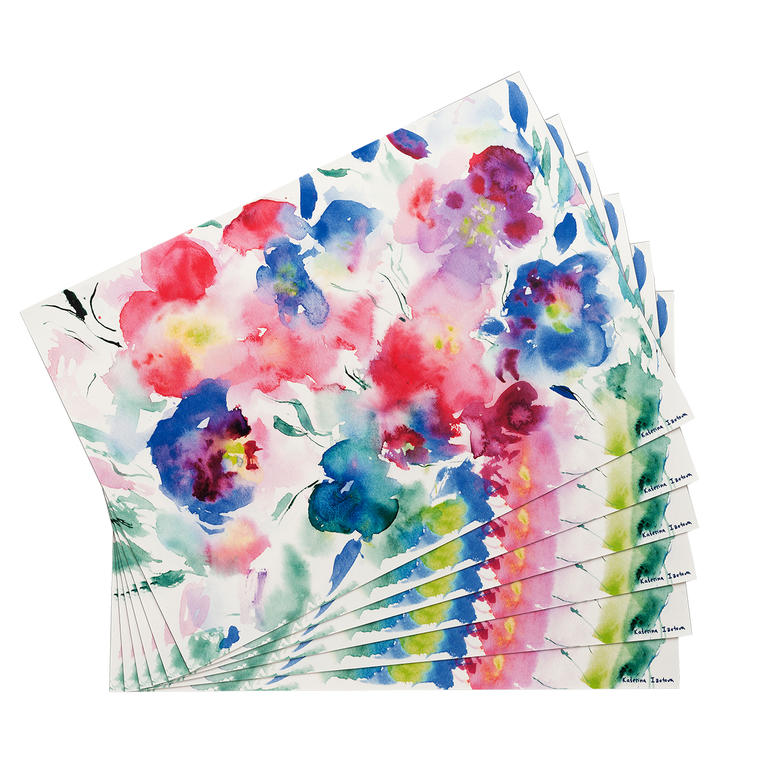 Tafelsets aquarel, set van 6 Stapels aquarelle placemats in verschillende kleuren