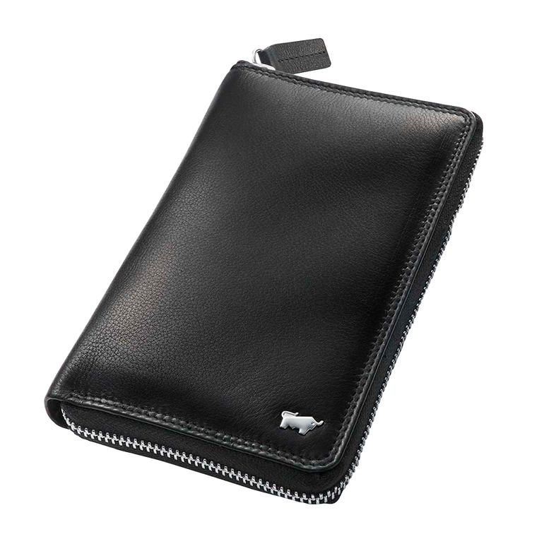 Braun Büffel gsm-portemonnee Zwart leren smartphone-portemonnee, gesloten