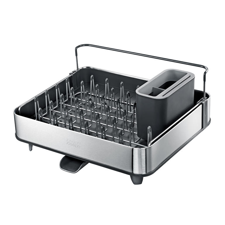 In elkaar geschoven ideaal voor een kleine afwas: met een compact basisoppervlak van 36,4 x 32 cm (b x d). Uittrekbaar afdruiprek zonder servies, ideaal voor eenvoudige reiniging.