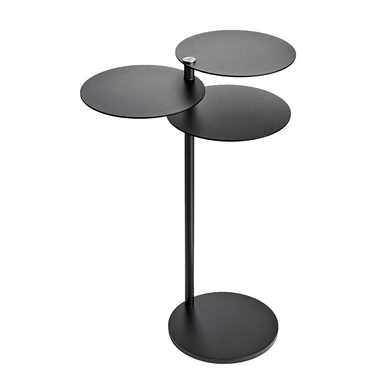 Bijzettafel MALO in het zwart met drie ronde tafelplaten