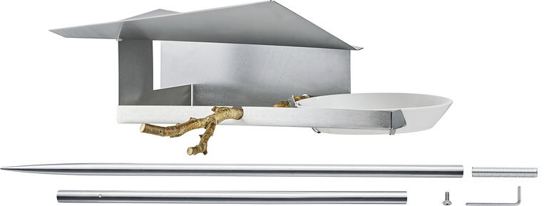 Design-vogelvoederhuisje Samengesteld vogelhuis met een voederstation, stokken en houten stukken