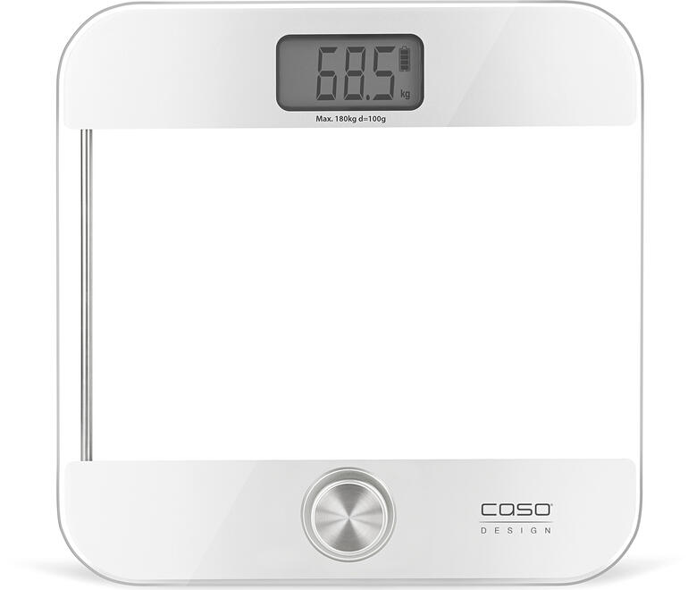 Batterijloze personenweegschaal in modern ontwerp met display.