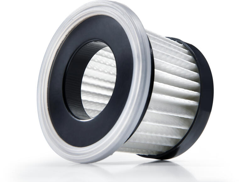 Vervangende HEPA-filter voor een hygiëneschoonmaker op een witte achtergrond.