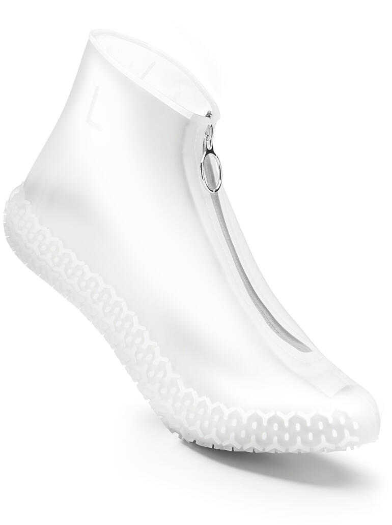 wit Witte regenoverschoenen met ritssluiting en antislipzool.
