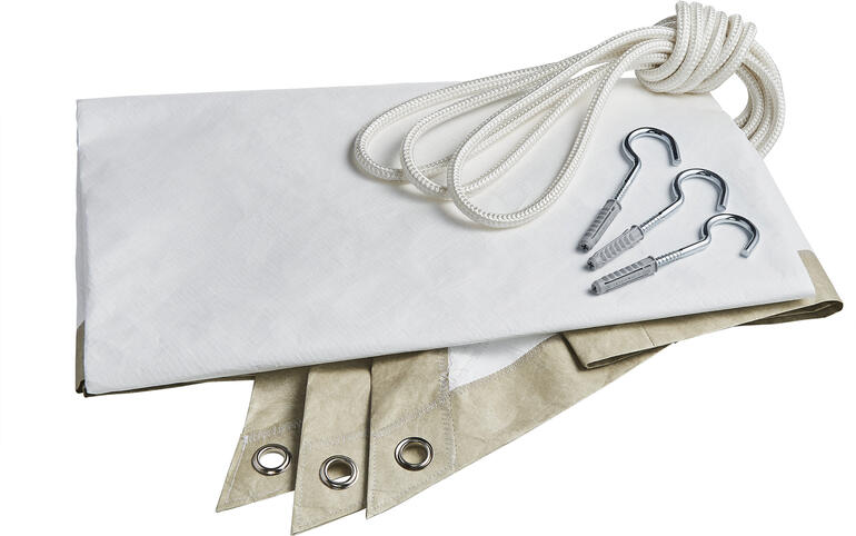 Het materiaal van zeer dicht polyethyleen lijkt op chic Japans papier. Accessoireset voor zonnescherm met touwen en haken