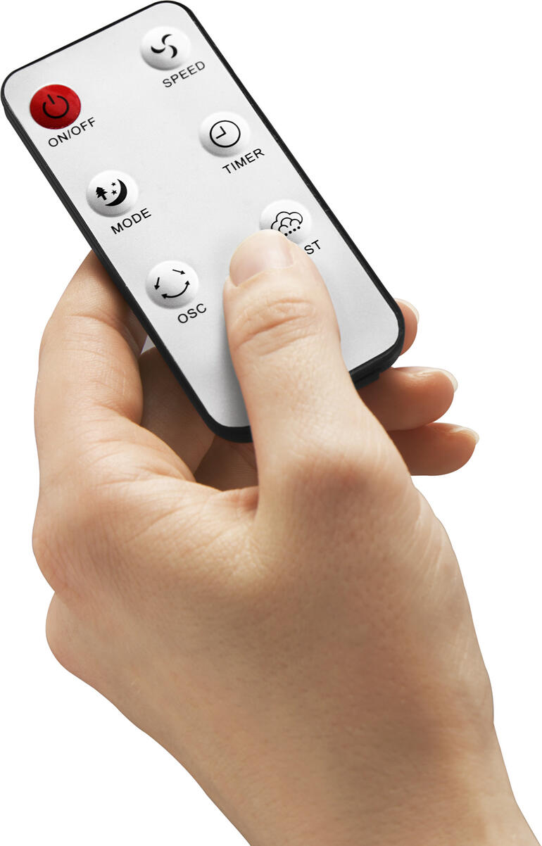 Seecode touch-screen-ventilator/-luchtbevochtiger Afstandsbediening voor Seecode mistventilator met knopafdekking.