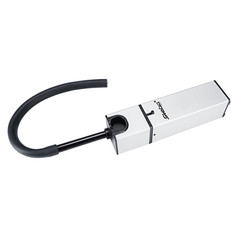 Smoke-Box Rookbox in zilver met een slang voor het roken van voedsel.