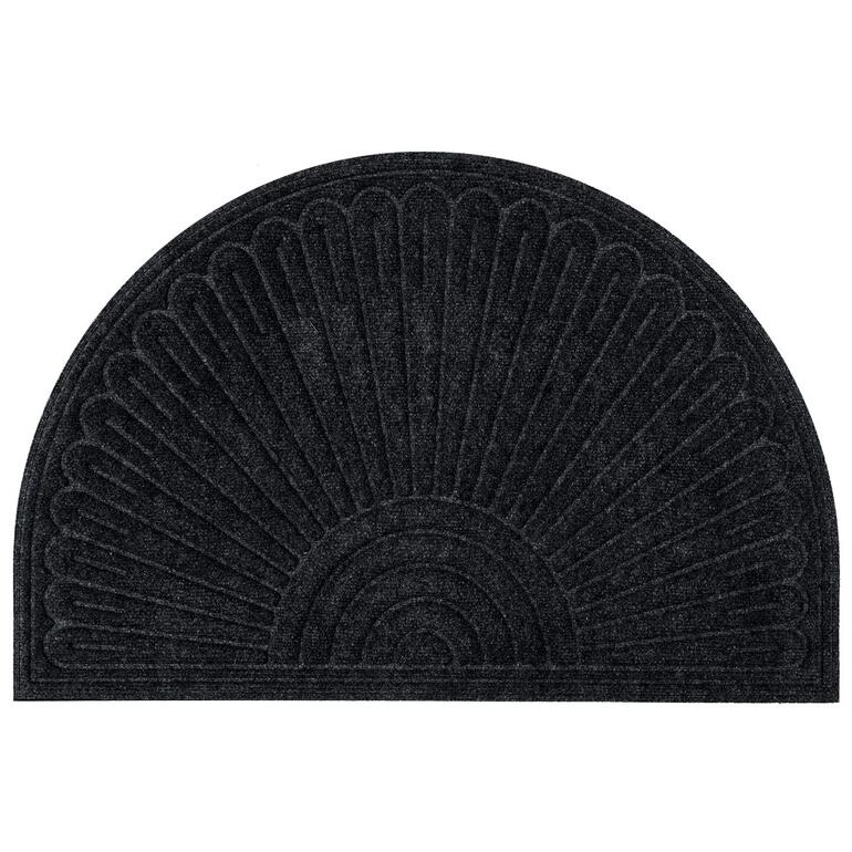 Halfronde mat van gerecycled rubber, antraciet, met een elegant ontwerp.