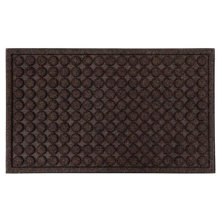 Rechthoekige mat van gerecycled rubber, bruin, gestructureerd en robuust.