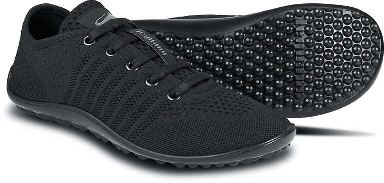 Barfuß-leguano Sneaker in zwart, zijaanzicht met de zool.