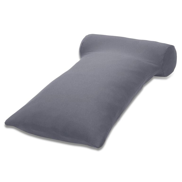 Grijs HEFEL lees kussen dat op een tafel ligt.