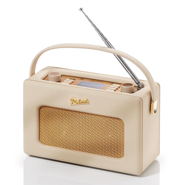 Pastel Cream Roberts radio Revival iStream 3L in pastelcrème op een tafel.